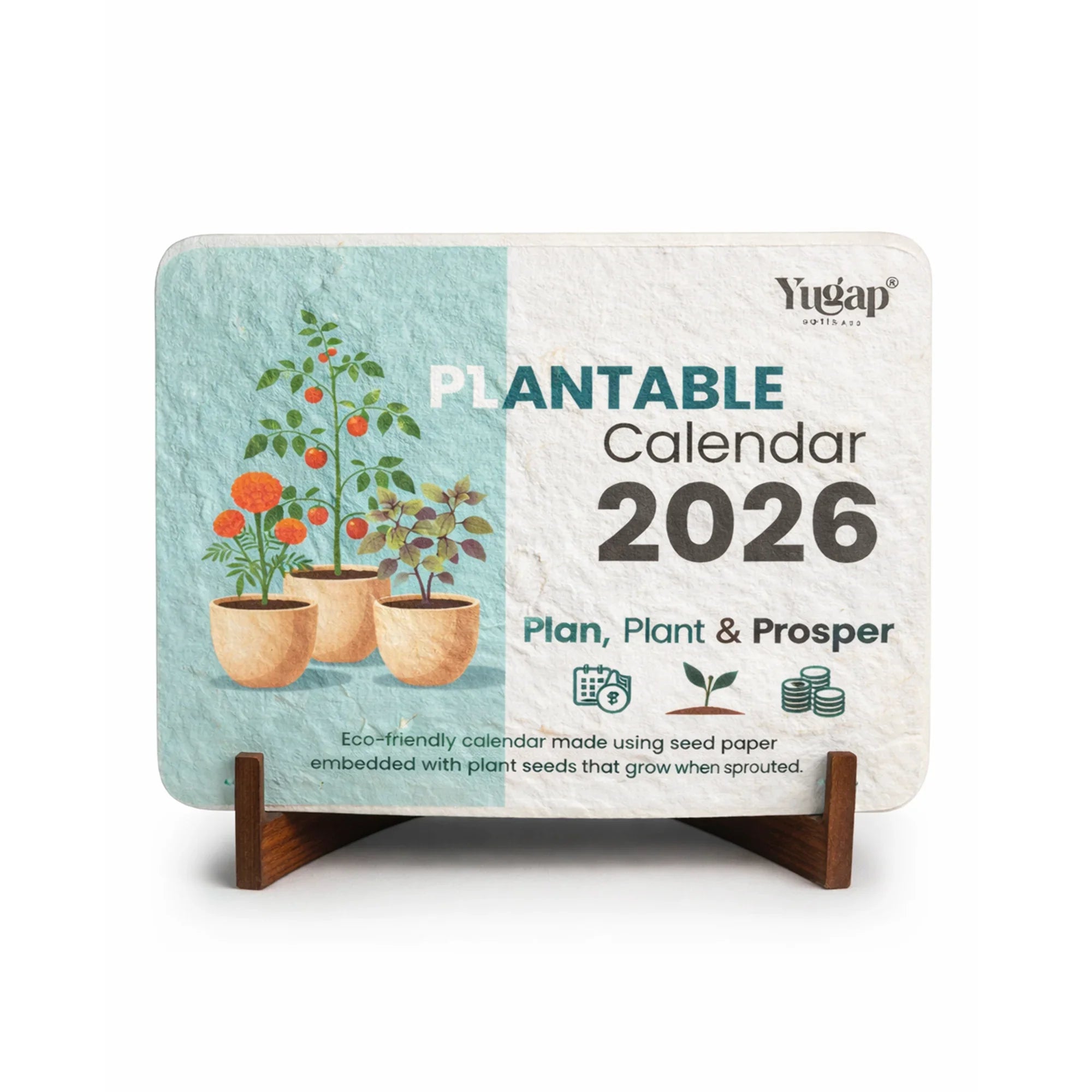 2026 plantable calendar with seed paper design on a white background