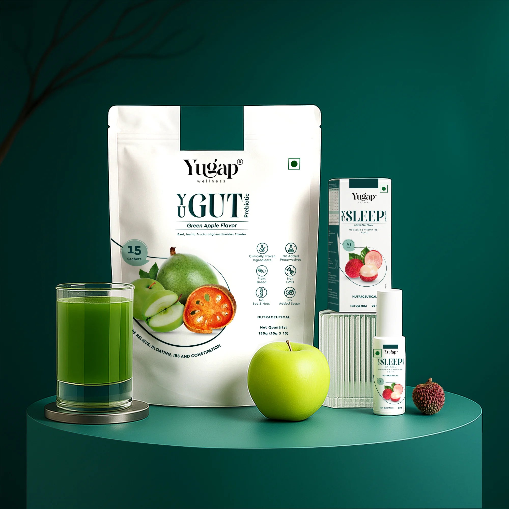 Gut Cleanse & Sleep Aid Combo – YuGut Prebiotic for Bloating + YuSleep Melatonin Spray