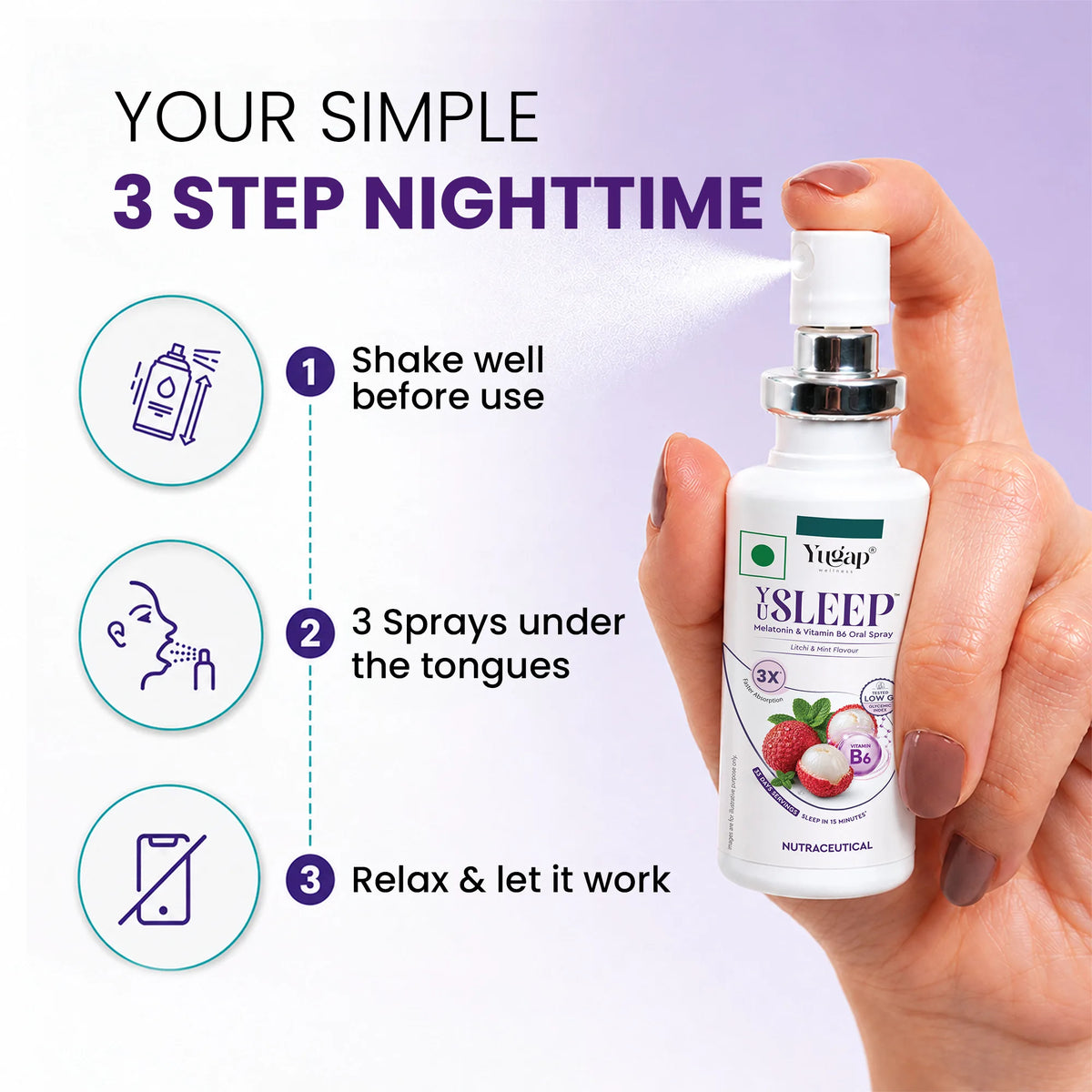YuSleep Melatonin Sleep Spray with Vitamin B6 – 20ml