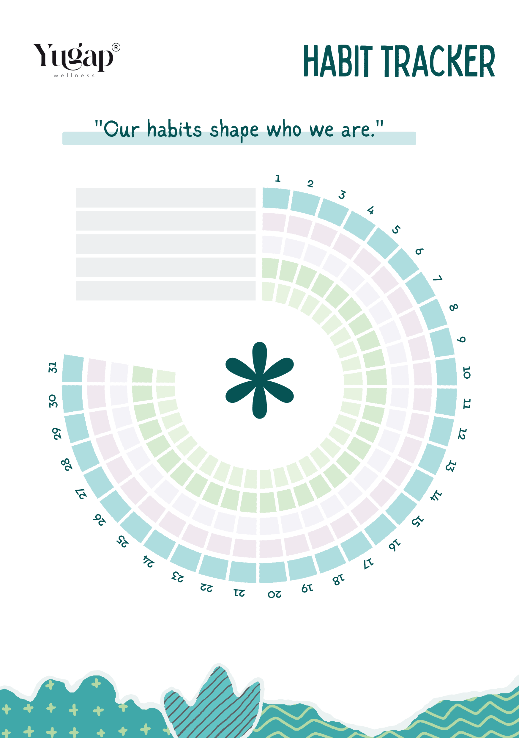 Yugap Monthly Habit Tracker Coloring Worksheet