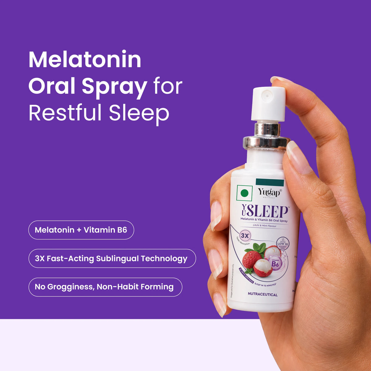 YuSleep Melatonin Sleep Spray with Vitamin B6 – 20ml