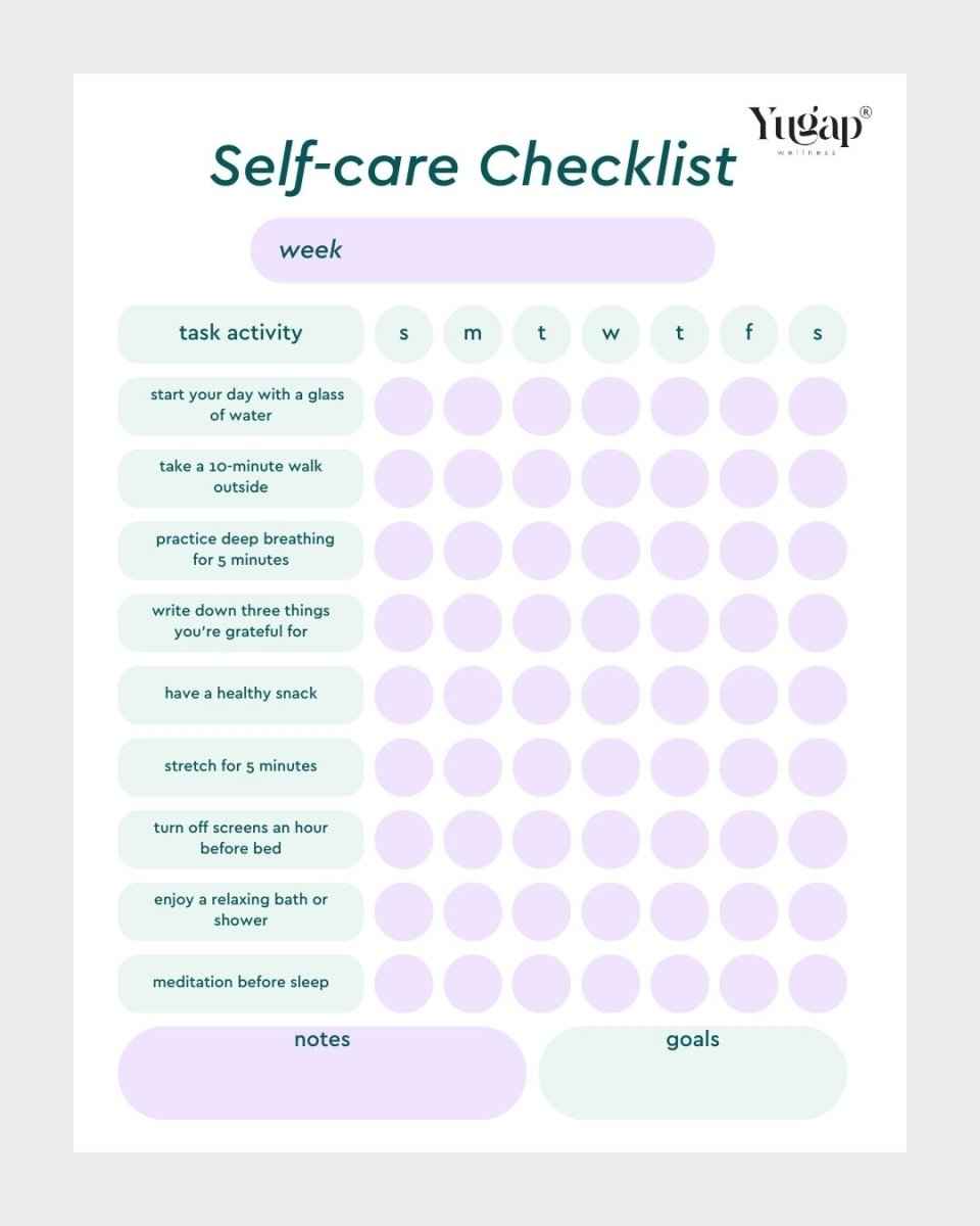 Yugap Self-Care Checklist Worksheet