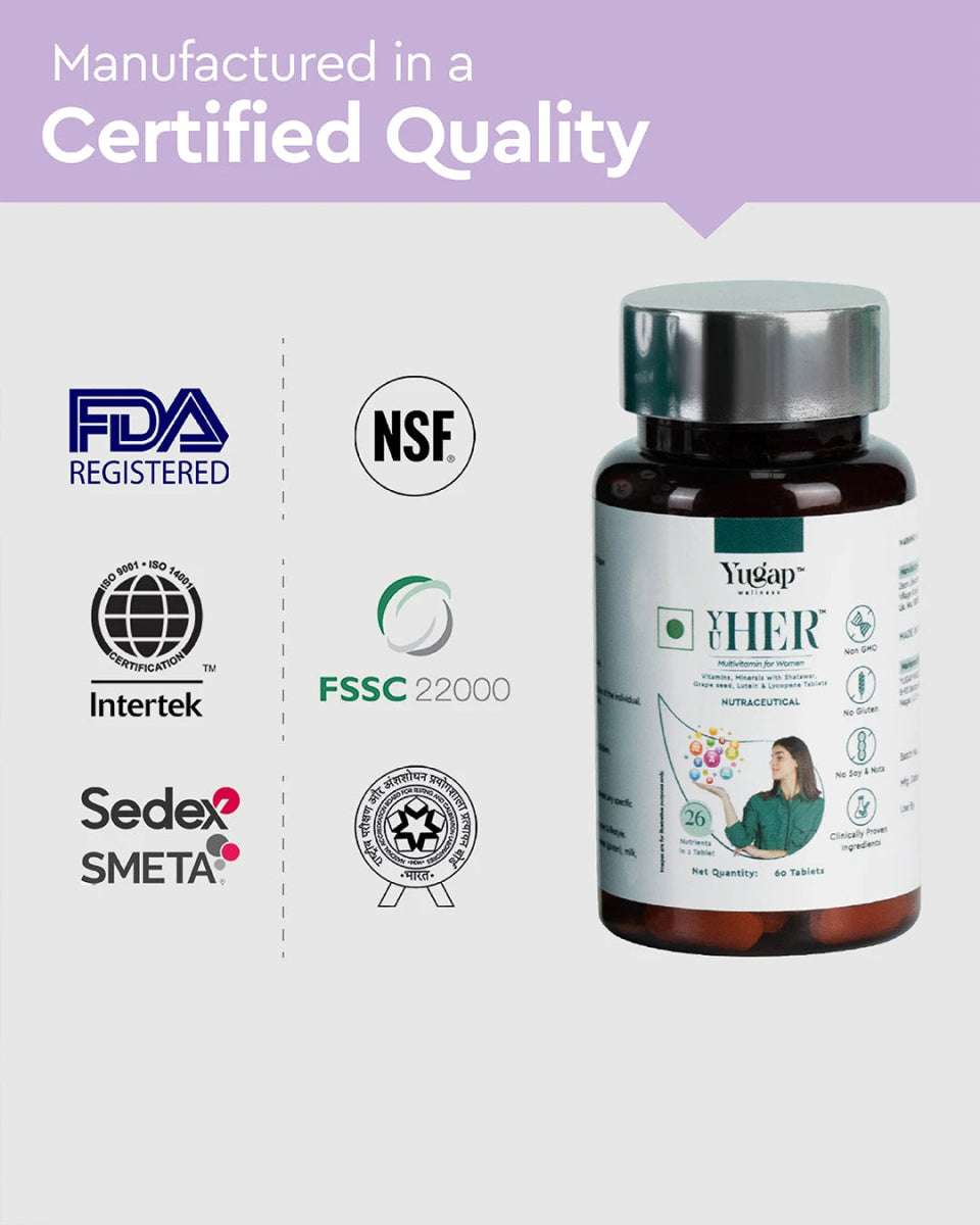 Yugap Her Multivitamin - FDA Registered NSF Certified Quality Women's Supplement