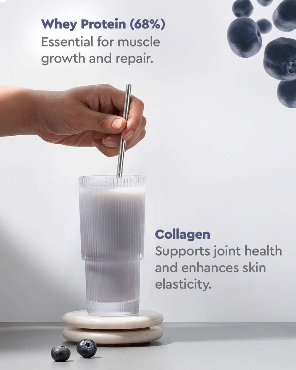 YuBuild | Whey Protein Blend with Collagen | Blueberry Flavour (350g) - YuGap Wellness