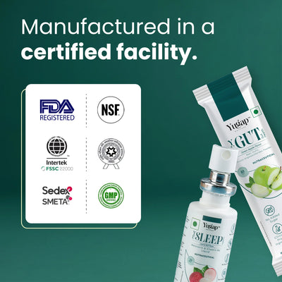 Yogurt with a green background and certification logos on the left.