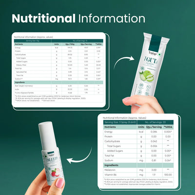 Product packaging with nutritional information displayed on a green background