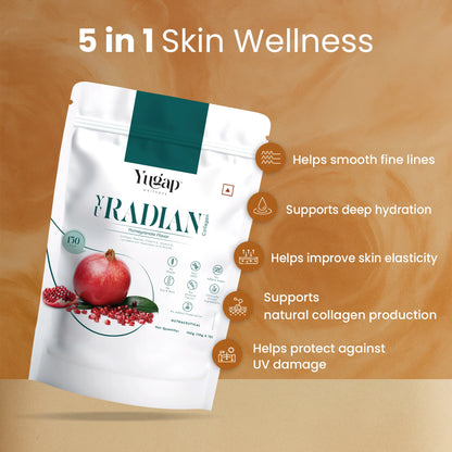 Yugap Yuradian pouch with 5-in-1 skin wellness benefits: smooths fine lines, hydrates, improves elasticity, boosts collagen, protects from UV damage